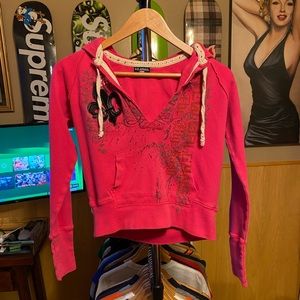 Us apparel, cropped hoodie, pink v neck